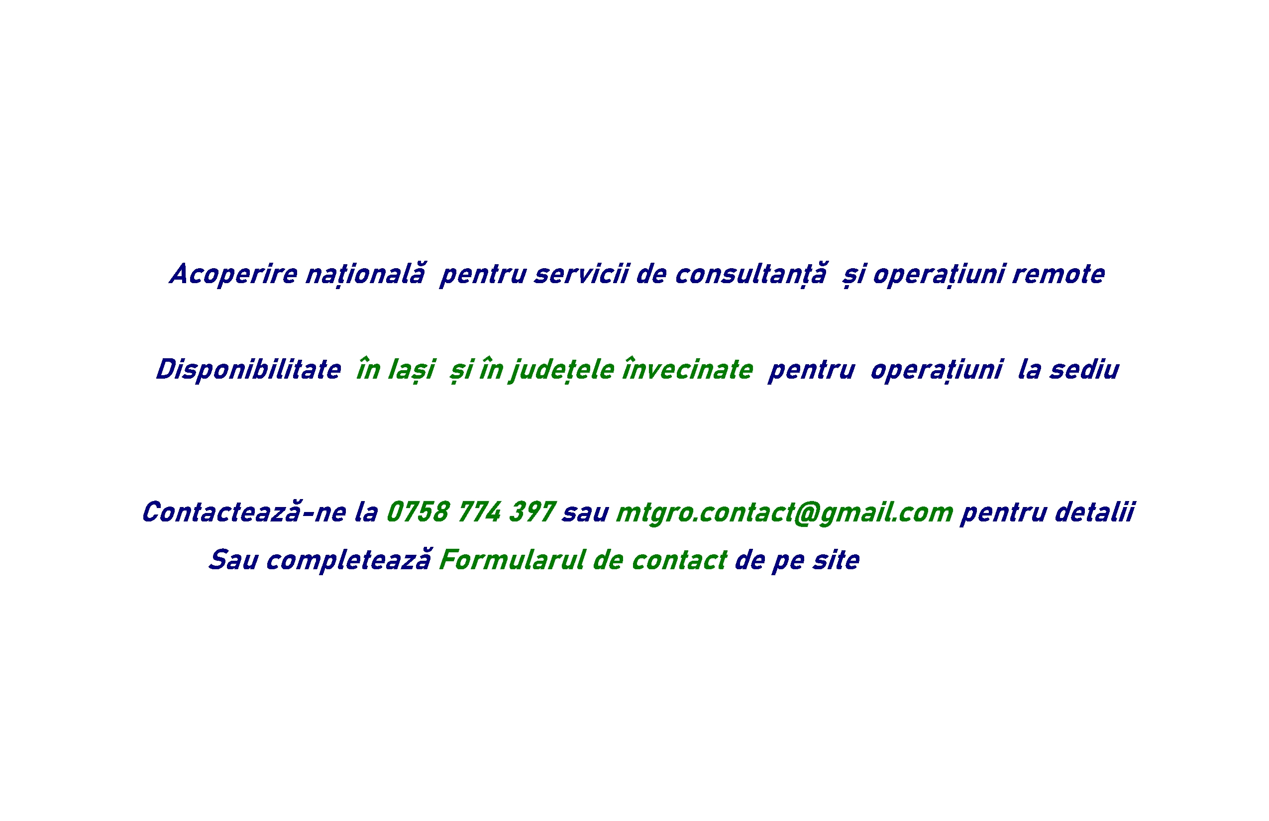detalii de contact și zonele acoperite, România, remote și Iași și zona moldovei, fizic  
