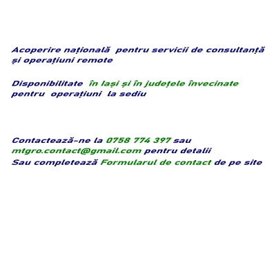 detalii de contact și zonele acoperite, România, remote și Iași și zona moldovei, fizic